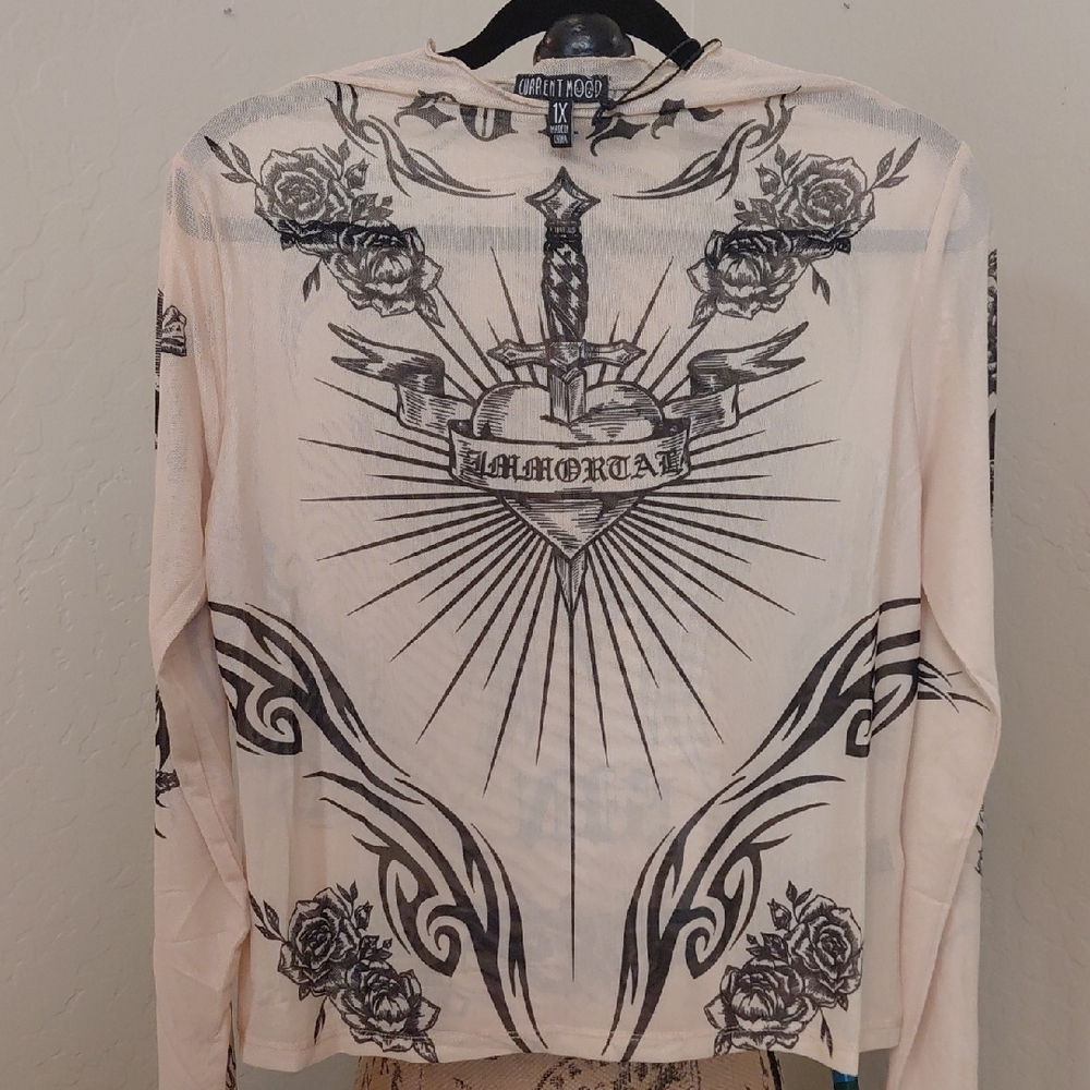 DOLLSKILL CURRENT MOOD 1X LONG SLEEVES LIVES FOR SIN LIGHT BROWN